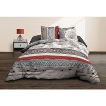 Housse de couette 220x240 + 2 taies - Pur coton 57 fils - Palme