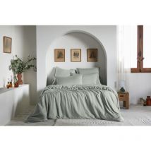 Housse de Couette 240 x 220 cm - Satin d'Eucalyptus Uni Lysandre Lichen