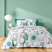 Housse de couette 240x220 + 2 taies GEOMELO Sauge