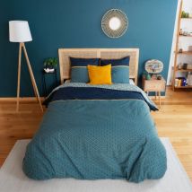 Housse de couette 240x220 + 2 taies jade 100% Coton 57 fils