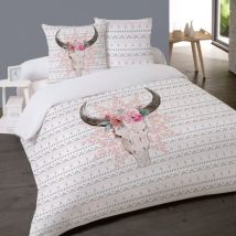 Housse de couette 240x220 buffela bella + 2 taies 100% coton