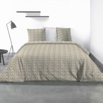 Housse de couette 240x220 Carmel + 2 taies microfibre