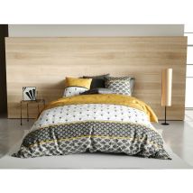 Doumie - Housse De Couette 240x220 Leo + 2 Taies 100% Coton 57 Fils - Jaune