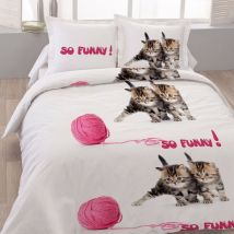 Housse de couette 240x220 So funny + 2 taies coton 52 fils