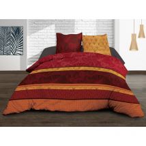 Housse de couette 240x260 + 2 taies - Pur coton 57 fils - Jade rouge