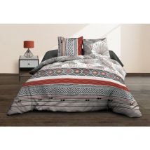 Housse de couette 240x260 + 2 taies - Pur coton 57 fils - Palme