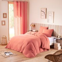 Housse de couette 260 x 240 cm en gaze de coton naturelle + 2 taies Rose