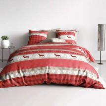 Housse de couette 260x240 Cerf gris + 2 taies coton 57 fils
