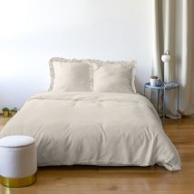 Housse de couette 260x240 FALBALA beige + 2 taies à volants