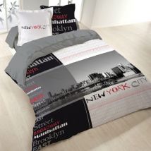 Housse de couette 260x240 MANHATTAN + 2 taies 100% coton