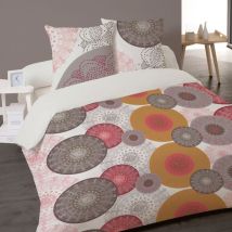 Housse de couette 260x240 sienne + 2 taies 100% coton