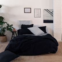 Housse de Couette Basic 220x220 cm (Lit 135/140) Noir