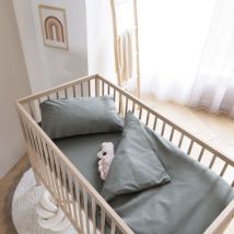 Housse de couette bébé coton lavé 80x120 Someo Kaki