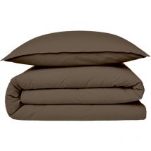 Housse de couette vendue à l'unité 1 pièce avec finition rabat / bouteille en 100% coton premium 57 fils unie taupe 1 personne 200x200cm - Future Home