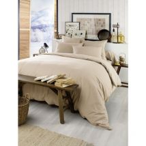 Housse de couette chaude en flanelle 240 x 220 cm Candice Beige