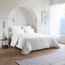 Housse de couette coton lavé Someo 240x220 Blanc - celeste