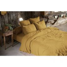 Housse de couette Double Gaze Coton Gaia Safran 260x240cm