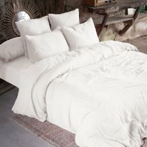 Housse de couette double Gaze de Coton 240x260 cm Blanc chantilly