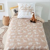 Housse de couette enfant 140x200 Savane + taie 100% coton 57 fils
