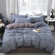 Housse De Couette Et Taie d'oreiller À Carreaux Simples. Grande Literie Surdimensionnée Quatre Pièces. Textiles De Maison pour Toutes Les Saisons