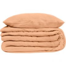 Housse de couette et taies double gaze de coton Doux Reve 220 x 240 Rose