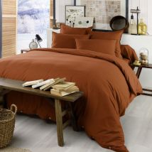 Terre De Nuit - Housse de couette flanelle orange 260x240 cm