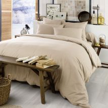 Housse de couette flanelle beige 140x200 cm