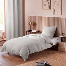 Housse de Couette 'Gaze de Coton' 140x200 1 place + Taie d'Oreiller Perle