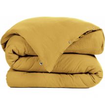 Housse de couette Gaze de Coton 260x240 cm GAIA Jaune Safran