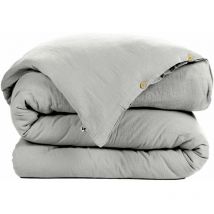 Housse de couette Gaze de Coton 260x240 cm gaia Gris Nuage