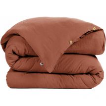 Housse de couette Gaze de Coton 260x240 cm gaia Rouge Terracotta