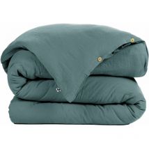 Housse de couette Gaze de Coton 260x240 cm gaia Bleu Canard
