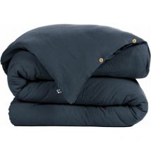 Housse de couette Gaze de Coton 260x240 cm gaia Bleu Minuit