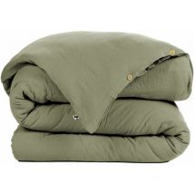 Housse de couette Gaze de Coton 260x240 cm gaia Vert Romarin