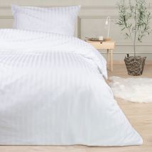Housse de couette hôtel avec chevauchement STRIPES, 2 cm blanc/220x200