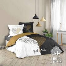 Housse de couette imprimée 220x240 cm + 2 taies 100% coton Miu