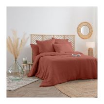 Atmosphera Créateur D'intérieur - Housse de Couette Lin 'Adorable' 260x240cm Terracotta