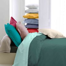 Housse de couette percale émeraude 140x200 cm Tradilinge