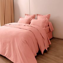 Housse de couette percale de coton peigné 'Julian' toutes dimensions Coton Pur Julian Rose Poudré - Housse de couette 240 x 220 cm