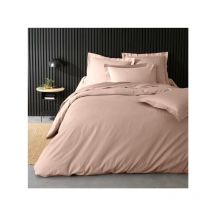 Promo Linge - Housse de couette Percale Unie – Parure de Lit Luxe et Confort - 260x240cm - Nude / Rose.