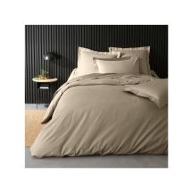 Promo Linge - Housse de couette Percale Unie – Parure de Lit Luxe et Confort - 260x240cm - Sable.