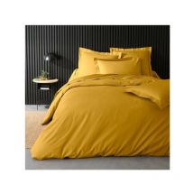 Housse de couette Percale Unie – Parure de Lit Luxe et Confort - 240x220cm - Curry / Jaune.