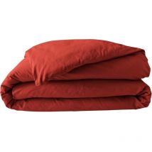 Promo Linge - Housse de couette Percale Unie – Parure de Lit Luxe et Confort - 260x240cm - rouge .