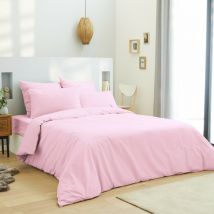 Housse de couette rose 260 x 240 cm / 100% coton / 57 fils/cm² pour lit 2 places king size