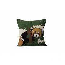 Housse de coussin 40x40 cm panda roux, par Soleil d'Ocre