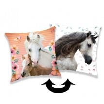 Taie d'oreiller à paillettes 40x40 Cheval 3D 1187 chevaux poneys