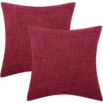 Housse de coussin en lin Housse de coussin 45 x 45 cm, lot de 2 coussins carrés doux