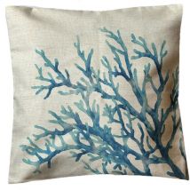 Housse de coussin en poly-lin beige 45 x 45 cm