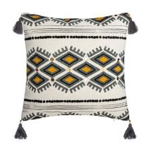 Housse de Coussin Imprimé 'Aztèque' 40x40cm Beige