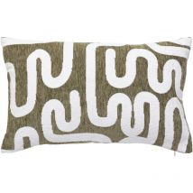 Housse de coussin chenille design Kaki 30x50 cm